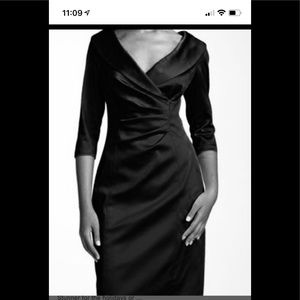 Kay Unger New York black satin cocktail dress